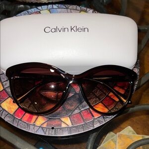 Calvin Klein Women's Brown Sunglasses New with Original Case.